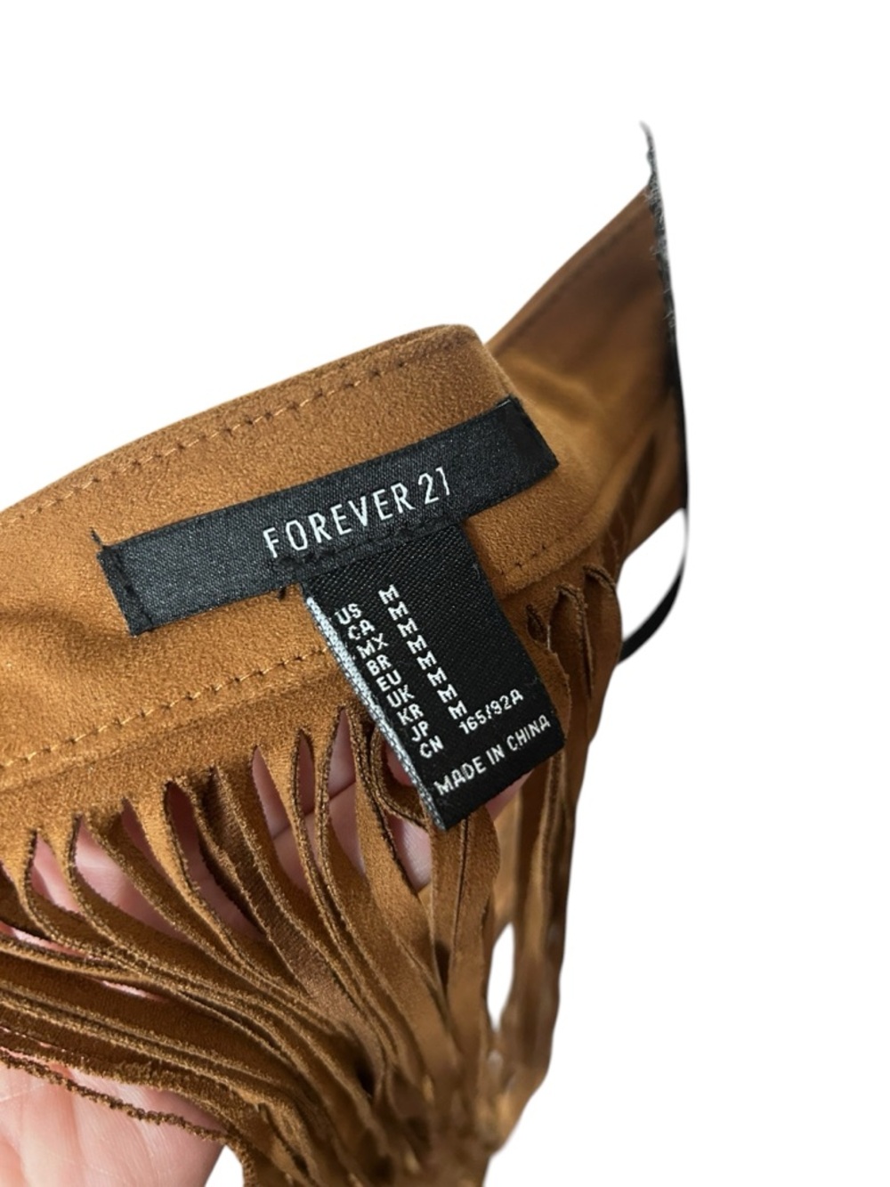 Forever 21 Faux Suede Fringe Halter Top Brown Boho Festival Western Size M - Picture 6 of 7